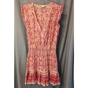 M.A.B.E. Ellie Sundress V-neck Low Cut Fringe Sleeves Tassles Spring Medium